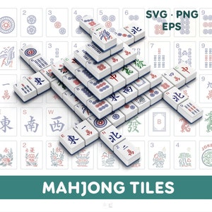 Amerikaanse Mahjong-tegelset | SVG EPS PNG | Complete afdrukbare clipart mahjongtegels en visuele gids