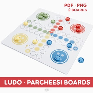 Minimal Ludo Gameboards & Tokens/ 2 Ludo PDF imprimible PNG/ Juego de dados / Tamaño de carta de EE. UU. 8.5"x11"