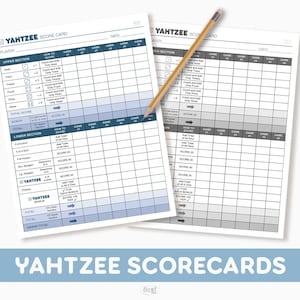 Yahtzee Scorecard | Yahtzee/Yardzee Scoresheet Printable PDF | Dice Game Scorepad | US Letter Size 8.5”x11” | 2 Color Variation