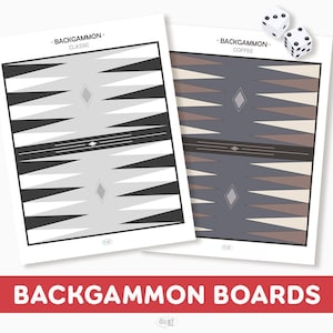 Classic and Color Backgammon Gameboards & Tokens| Backgammon Printable PDF | Dice Game | US Letter Size 8.5”x11”