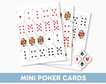 Classic 56 Poker Playing Mini Cards / PDF imprimible / Archivos Png Svg / Juego de cartas / A4 y tamaño carta de EE. UU.