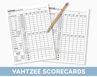 Tarjeta de puntuación clásica de Yahtzee / Hoja de puntuación de Yahtzee/Yardzee en formato PDF imprimible / Juego de dados / Tamaño de carta de EE. UU. 8,5” x 11” y tamaño de media carta 5,5” x 8,5”