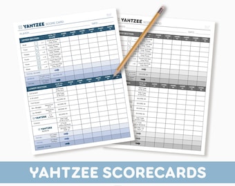 Yahtzee Scorecard / Yahtzee/Yardzee Scoresheet Imprimible PDF / Dice Game Scorepad / Tamaño de letra de EE. UU. 8.5"x11" / 2 variaciones de color