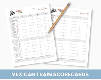 Mexikanische Zug-Scorecard | Ergebnisliste des mexikanischen Zuges als PDF zum Ausdrucken | Domino-Spiel | US-Letter-Format und A4-Format