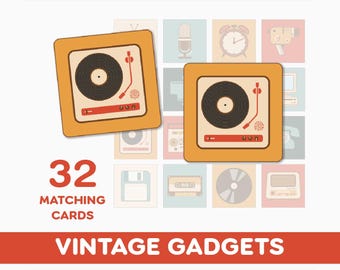 Juego educativo de emparejar cartas VINTAGE (PDF imprimible)