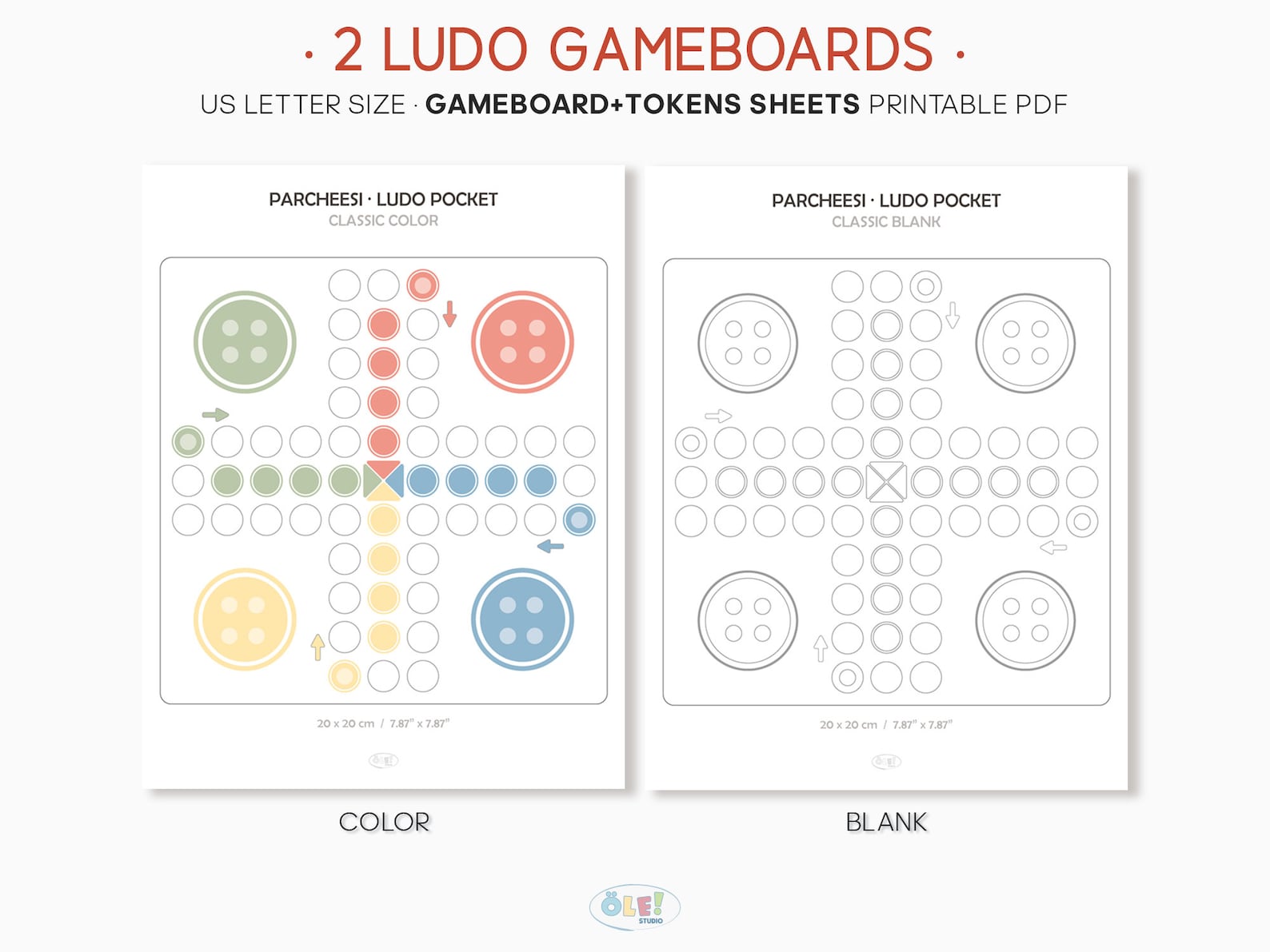 Minimal Ludo Gameboards &amp; Tokens| 2 Ludo Printable PDF PNG| Dice Game ...