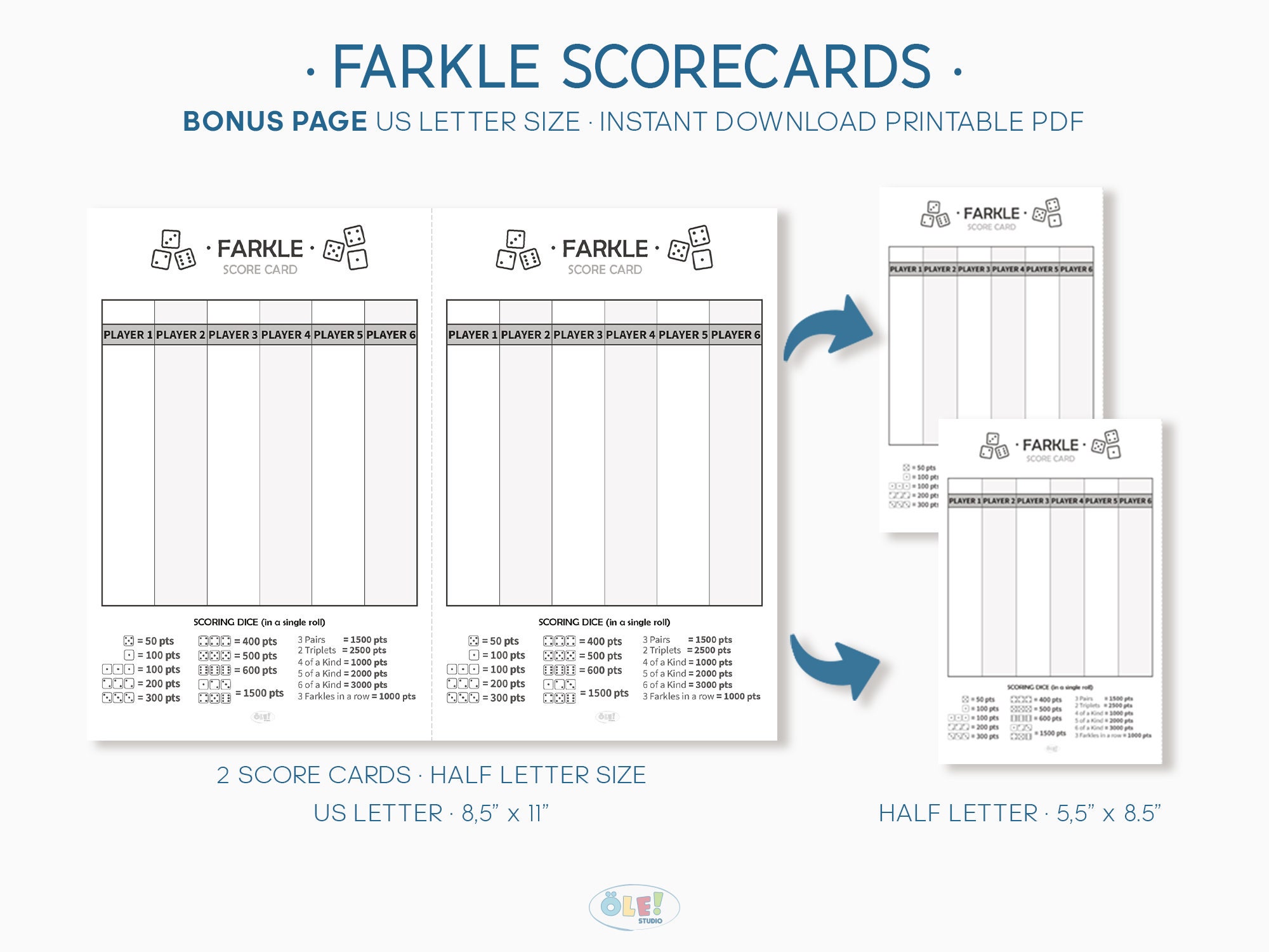 Farkle Rules.pdf Farkle and Rules Scorecards | Farkle Scoresheet Printable PDF | Dice ...