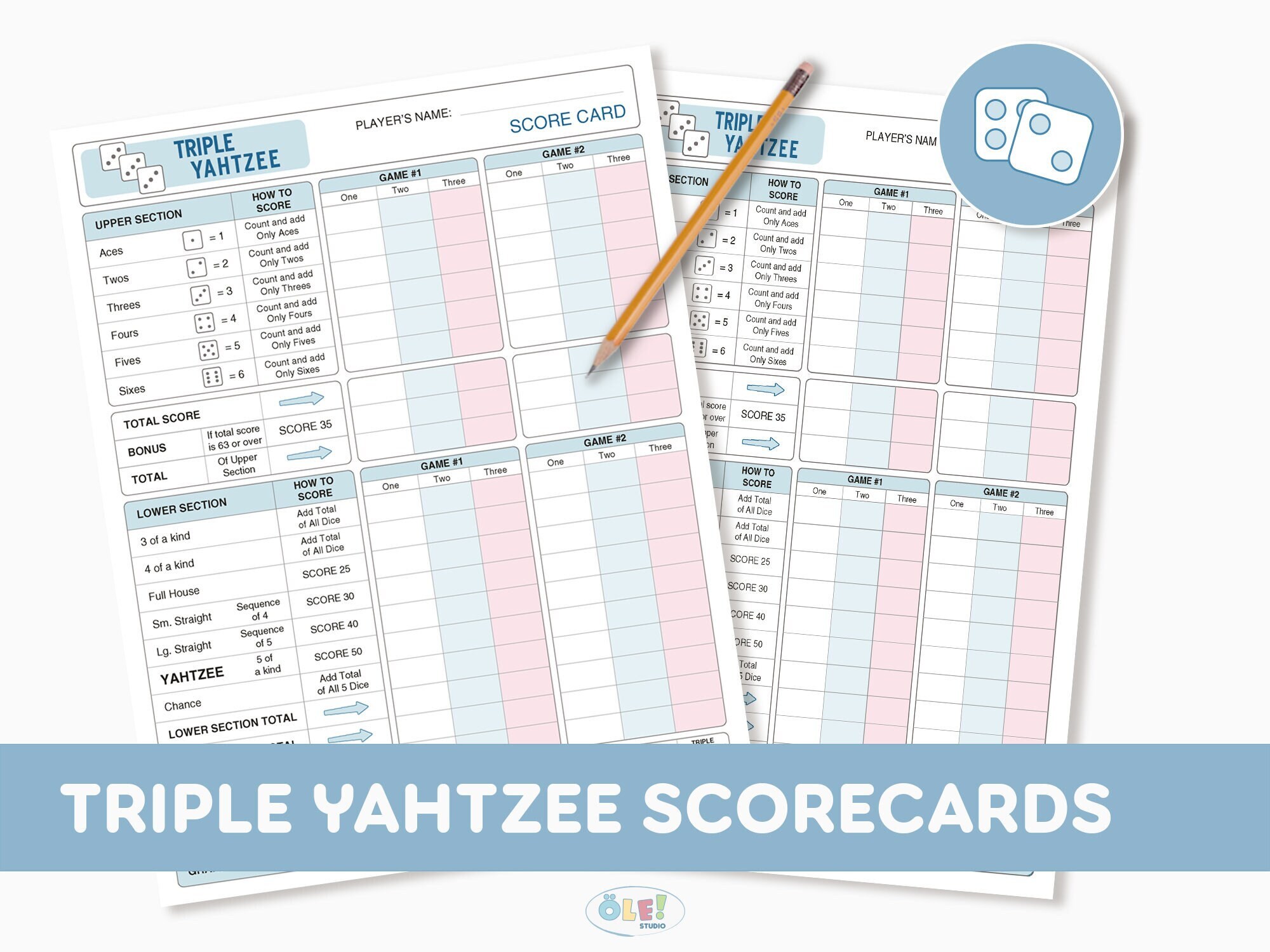 Triple Yahtzee Scorecard Yahtzee Yardzee Scoresheet Etsy M xico
