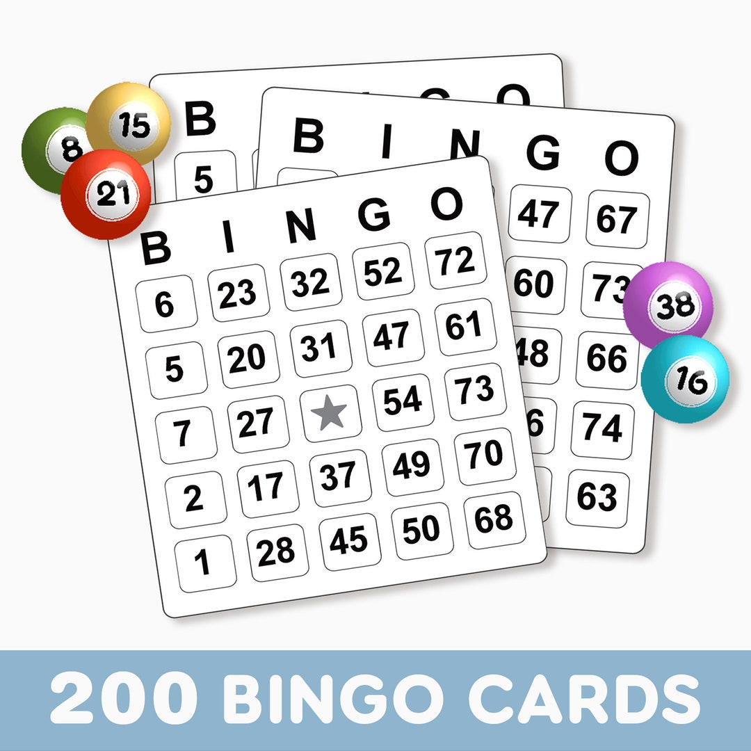 200 Bingo Cards Digital Download Printable PDF Fun Party Bingo Game US ...