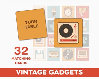 Juego educativo de emparejar cartas VINTAGE (PDF imprimible)