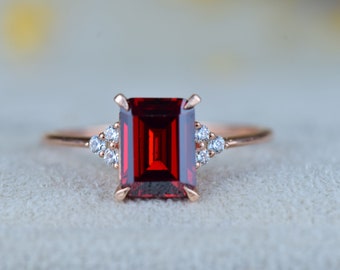 Vintage LIND FTJ 10K Gold Garnet Diamond Ring Etsy