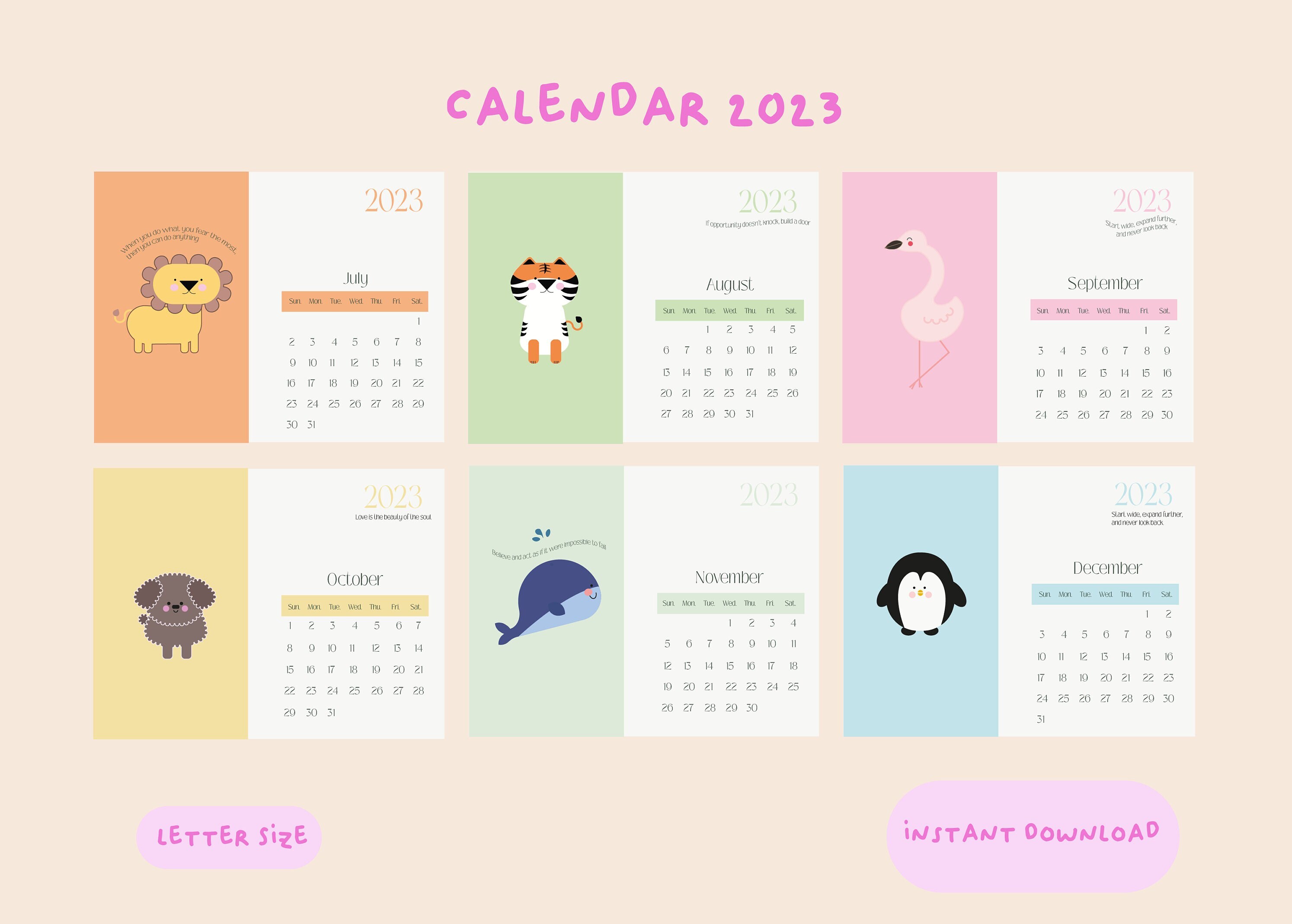 Animals Calendar 2023 Printable Kids Calendar Letter Size Etsy animals-calendar-2023-printable-kids-calendar-letter-size-etsy