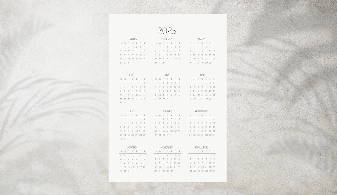 Printable Wall Calendar 2023 / Digital Calendar PDF Size 24cmx35cm