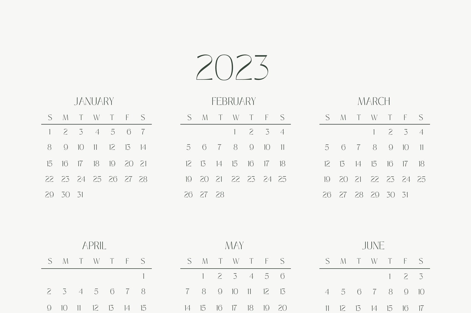 Printable Wall Calendar 2023 / Digital Calendar PDF Size 24cmx35cm