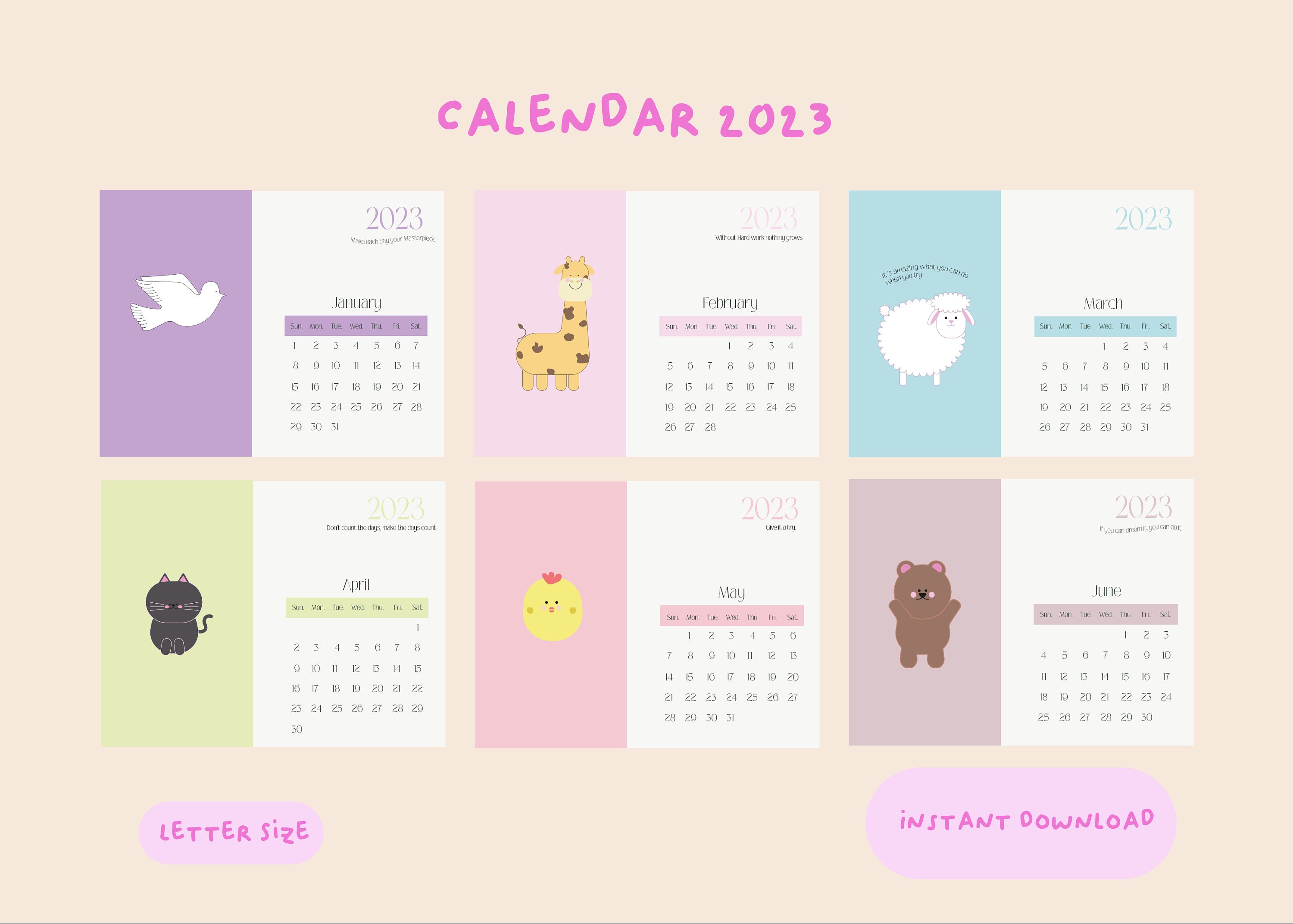 Animals Calendar 2023 Printable Kids Calendar Letter Size Etsy animals-calendar-2023-printable-kids-calendar-letter-size-etsy