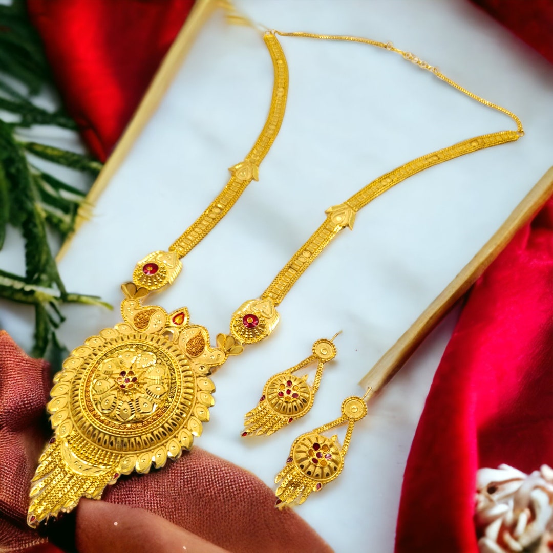 Elegant Goldplated Necklace With Matching Earrings Jewellery Etsy