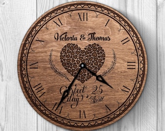 Reloj de boda personalizado, Regalos de reloj de boda, Regalo de reloj de aniversario, Reloj de aniversario para boda, Reloj grabado personalizado