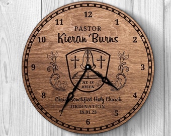 Ordination gift for pastor clock, Pastor anniversary gift, Pastor and wife retirement gift, Pastor appreciation gift,  Pastor thank you gift