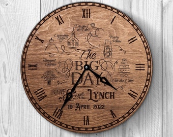 Personalized wedding clock, Last name wall clock, Custom name clock, Wedding gift clock, Engraved wall clock, Personalized gift for couple