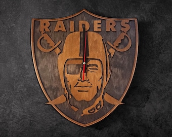 Raiders clock, Raiders wood sign, Raiders wall decor, Raiders wall art, Football clock