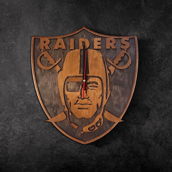 Las Vegas Raiders Wanduhr, Raiders Wanddekor, Raiders Wandkunst, Football Wanduhr, Jungen Wanduhr, Kinderzimmer Wanduhr