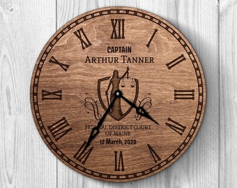Judge clock, Personalized wood clock, Custom wall clock, Gift for judge, Gifts for attorneys and judges, Lawyer graduation gift
