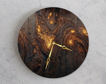 Horloge murale unique, grande horloge murale en bois, horloge murale silencieuse, horloge murale rustique, horloge murale élégante, horloge murale esthétique, horloge murale de luxe