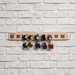Soporte de pared para gafas de sol, colgador de gafas de sol, soporte múltiple para gafas, soporte de madera para gafas, almacenamiento de gafas de sol de cuero, organizador de gafas de sol