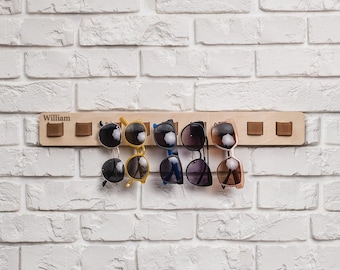 Sunglasses holder for wall, Sunglasses hanger,Eyeglasses holder multiple,Glasses holder wood,Leather sunglasses storage,Sunglasses organizer