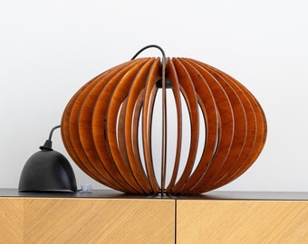 Lámpara colgante de madera circular, luz colgante de mediados de siglo, colgante de iluminación nórdica de madera, lámpara de techo de madera, pantalla de lámpara colgante circular