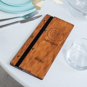 Portamenús personalizado, Portamenús de restaurante, Funda para menú de restaurante, Carpeta de menú de madera, Menú de restaurante personalizado, Menú grabado