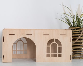 Hasenschloss für Kaninchen, Hasenhaus aus Holz, Modernes Hasenhaus, Indoor-Kaninchenhaus, Kaninchenmöbel, Kaninchenspielhaus