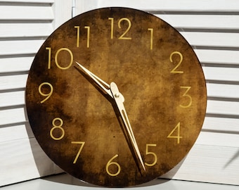 Reloj de pared marrón, Reloj de mesa único, Reloj de pared rústico, Reloj de pared vintage, Reloj simple, Reloj de pared de granja, Reloj de pared de gran tamaño