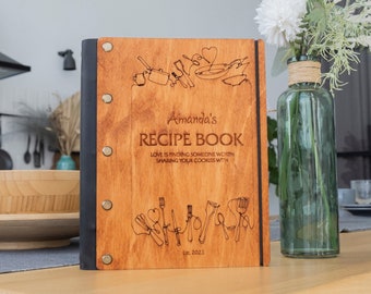 Personalized cookbook, Custom recipe book, Blank recipe book, Engraved recipe book, Recipe journal, Recipe book binder, Recipe notebook