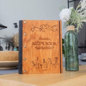 Custom recipe binder, Custom recipe book wooden, Family recipe book, Cook notebook, Blank recipe book, Recipe journal, Family cook book
