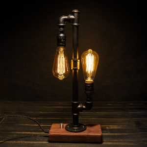 Steampunk Lamp, Edison Table Lamp, Desk Lamp, Pipes Lamp, Industrial Desk Lamp, Table Lamp, Farmhouse Table Lamp, Steampunk Table Decor