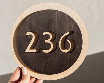 Número de casa moderno personalizado, Letrero redondo para número de casa, Número de casa de madera, Letrero para número de habitación, Placa para número de casa, Letrero para número de puerta