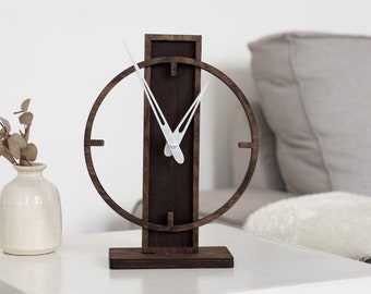 Minimalist Clock Wood, Modern Table Clock, Wood Tabletop Clock, Table Top Clock, Geometric Clock, Desk Clock Unique, Tabletop Clock Decor