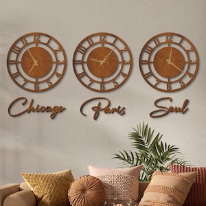 Orologi con fuso orario personalizzato, Orologi da parete con fuso orario mondiale, Orologio personalizzato con città, Orologio con più fusi orari, Orologio da parete per hotel, Orologio con nome della città