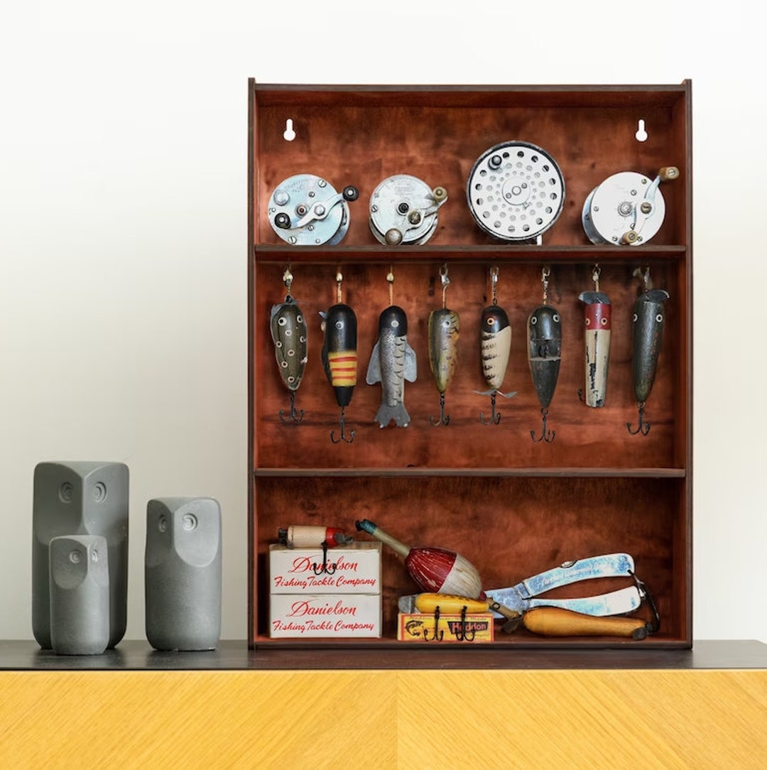 Wood Fishing Lure Display Case, Fishing Lure Holder, Fishing Lure Rack