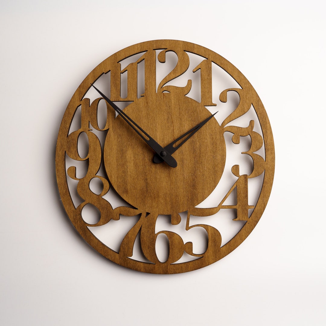 Wood Wall Clock,unique Wall Clock,modern Wall Clock,clock With Numbers ...