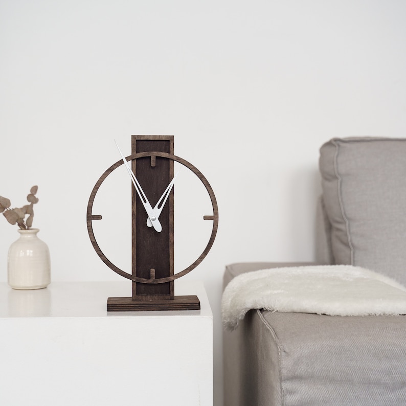 Minimalist Clock Wood Modern Table Clock Wood Tabletop - Etsy
