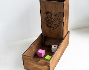 Dice tower dungeon master, Personalized dice tower, Dice tower wooden, Dice tower and tray, Dice tower dnd,Custom dice tower,Wood dice tower