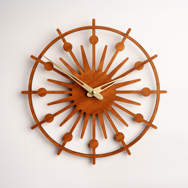 Sun Clock Wall, Modern Wall Clock, Minimalist Wall Clock, Modern Wood Wall Clock, Unique Wall Clock, Handmade Clock, Circle Wall Clocks