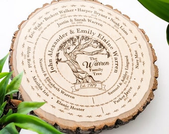 Personalized family tree engraved, Custom family tree wood slice, Genealogy family tree, Family tree gift, Wood Family Tree chart