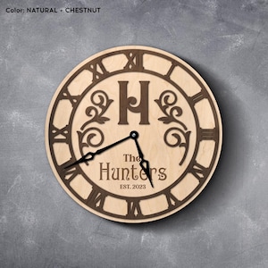 Custom family name clock, Last name clock, Wedding clock gift, Engraved wooden clock, Anniversary wall clock, Custom family clock farmhouse
