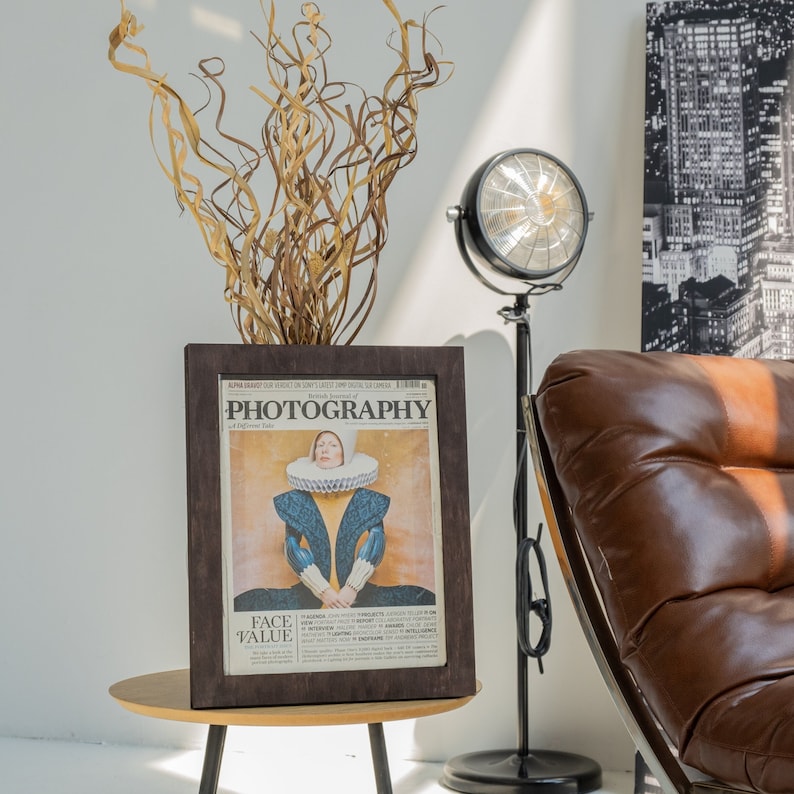 Magazine picture frame, Magazine frames, Magazine cover frame, Collectible magazine frame, Magazine holder wall mount, Wood picture frame image 1
