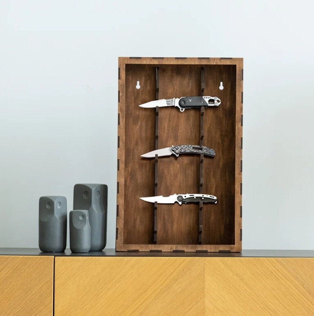 Wooden Knife Display Case, Knife Display Wall Mount, Knife Storage