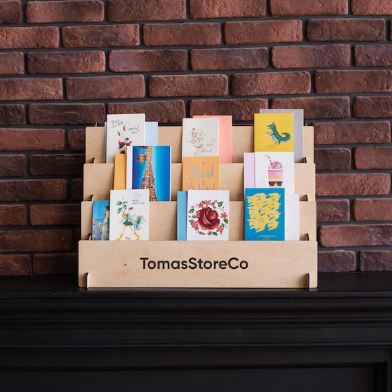 greeting card display case Sticker Rack 12 Pocket Wood Countertop Holder  Clubcard Printing USA resistant material that boasts great strength despite its light weight. Adjustable Greeting Card Rack Divider,