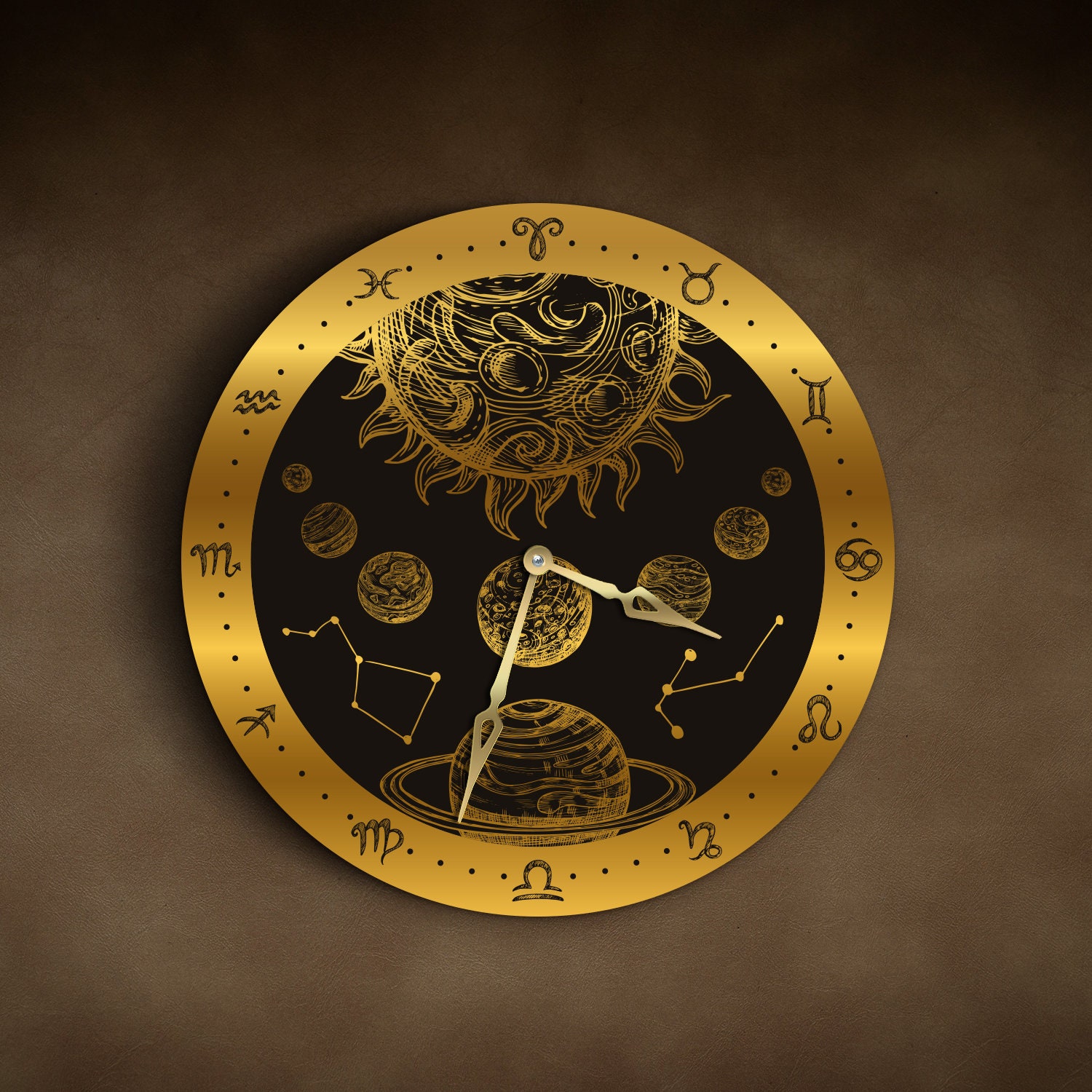 イタリア製 日時計 インテリア アンティーク 陶器 ヴィンテージ 月 太陽 星 黄道十二宮のホイール時計、星座付き黄道十二宮時計、占星術時計、天体